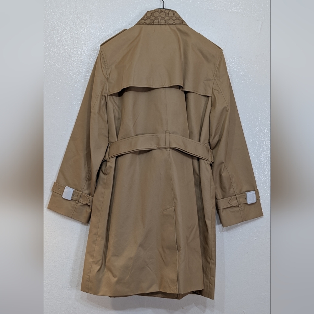 Coach Tan Trench Coat with Patterned Collar - Picture 2 of 4